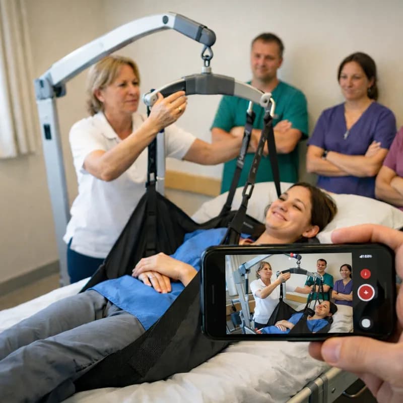 Équipe filmant une procédure de formation vidéo